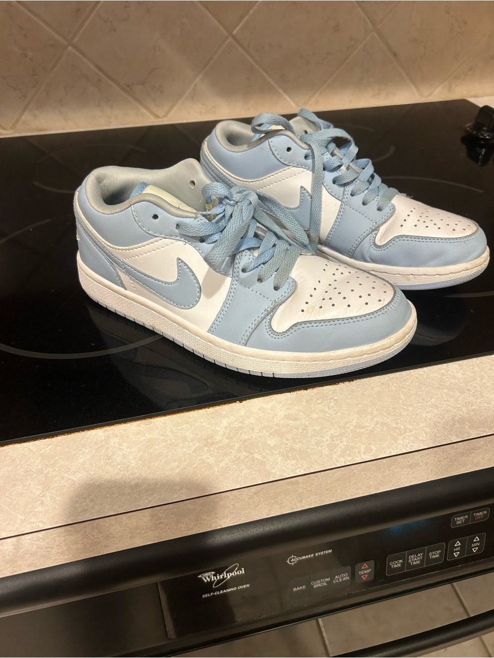 Jordan Women’s  Low-Top Sneakers in Light Blue and White 7